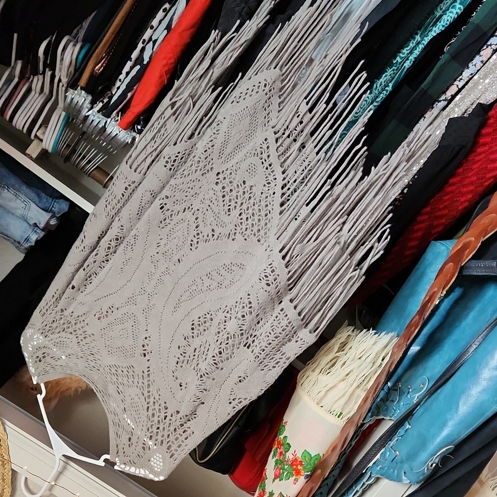 Gray Knit Poncho